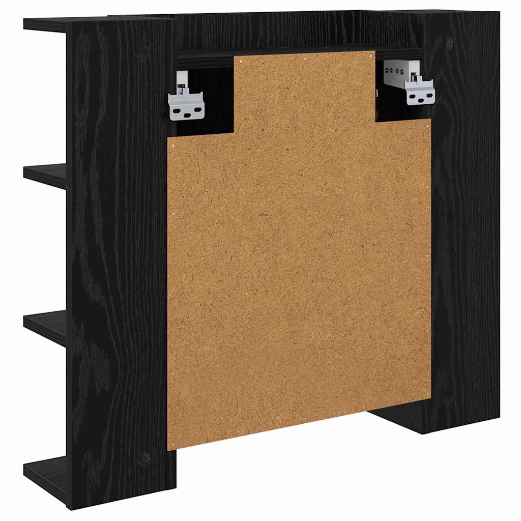 Spiegelkast Zwart Eiken 70 x 16,5 x 60 cm Bewerkt hout is nu te koop bij PeponiXL, paradijselijk wonen!