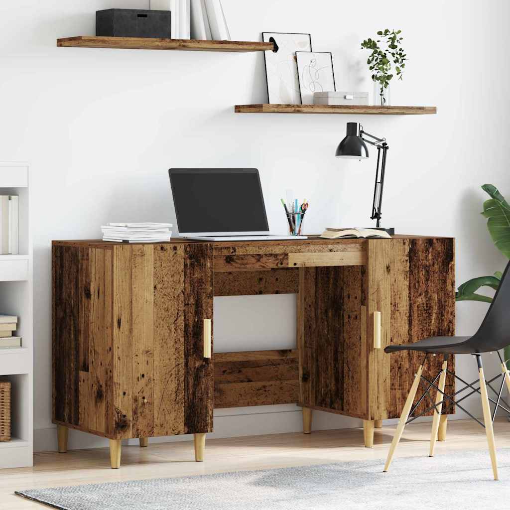 Bureau met plank Oud Hout 140 x 50 x 75 cm Bewerkt hout is nu te koop bij PeponiXL, paradijselijk wonen!