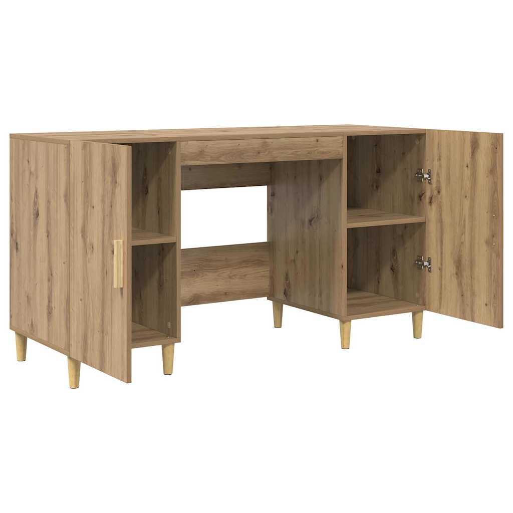 Bureau met plank Artisan Eiken 140 x 50 x 75 cm Bewerkt hout is nu te koop bij PeponiXL, paradijselijk wonen!