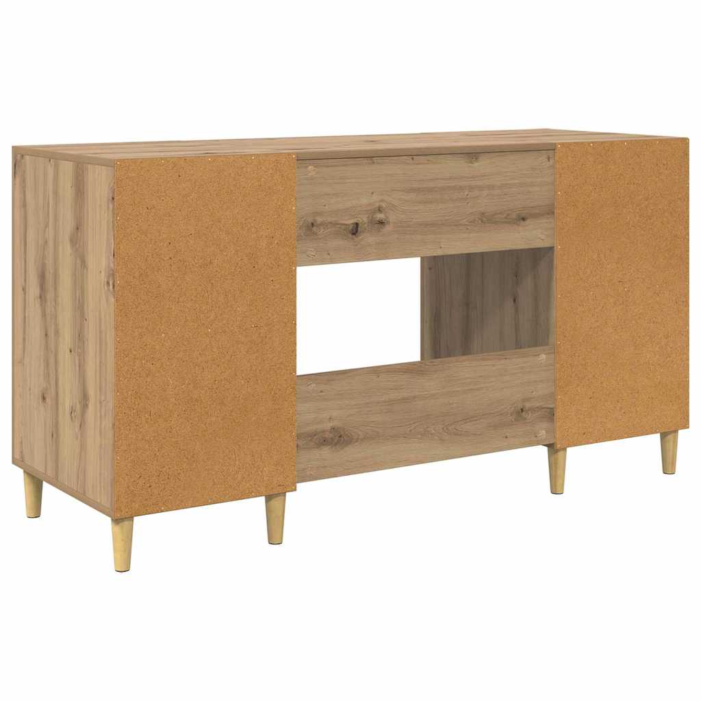 Bureau met plank Artisan Eiken 140 x 50 x 75 cm Bewerkt hout is nu te koop bij PeponiXL, paradijselijk wonen!