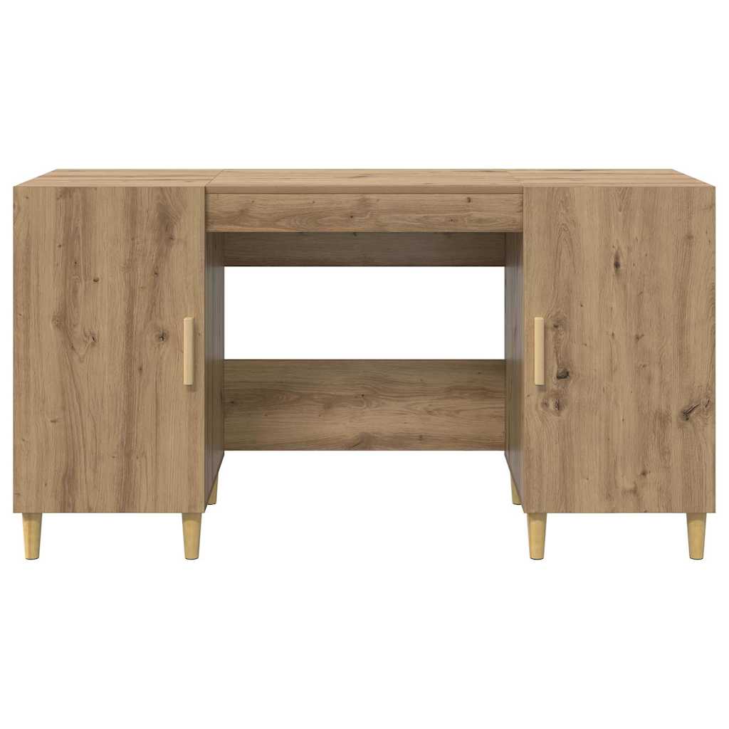 Bureau met plank Artisan Eiken 140 x 50 x 75 cm Bewerkt hout is nu te koop bij PeponiXL, paradijselijk wonen!