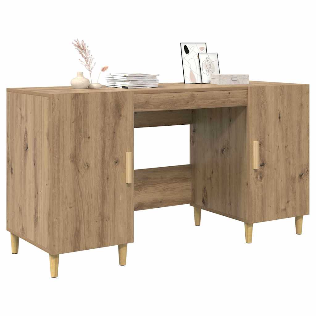 Bureau met plank Artisan Eiken 140 x 50 x 75 cm Bewerkt hout is nu te koop bij PeponiXL, paradijselijk wonen!