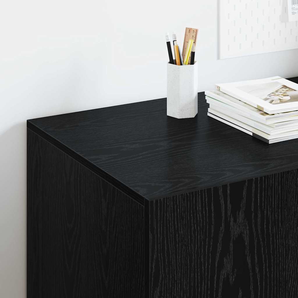 Bureau met plank Zwart Eiken 140 x 50 x 75 cm Bewerkt hout is nu te koop bij PeponiXL, paradijselijk wonen!