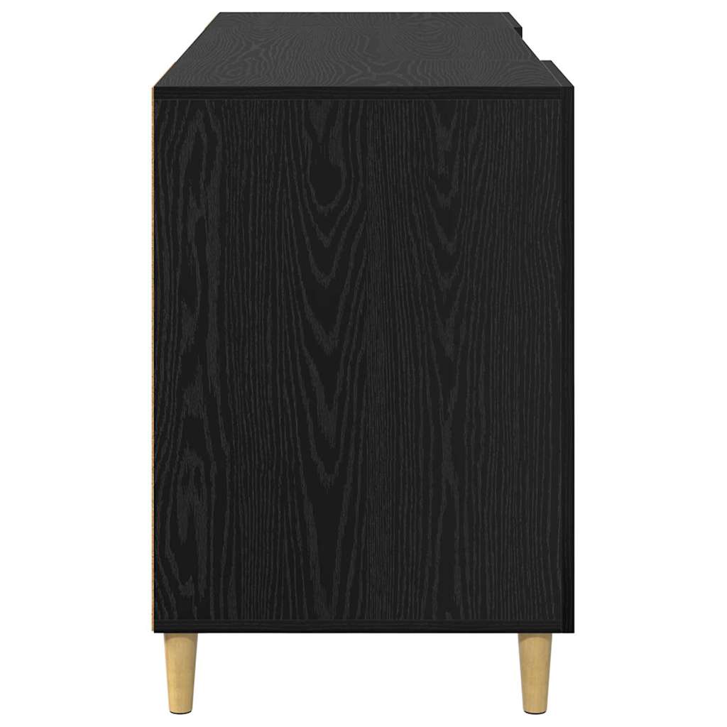 Bureau met plank Zwart Eiken 140 x 50 x 75 cm Bewerkt hout is nu te koop bij PeponiXL, paradijselijk wonen!