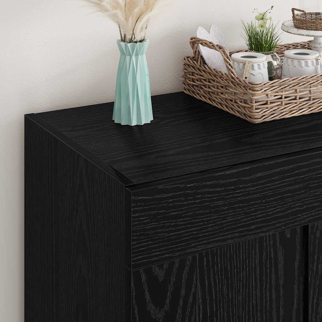 Dressoir Zwart Eiken 69,5 x 34 x 90 cm Bewerkt hout is nu te koop bij PeponiXL, paradijselijk wonen!