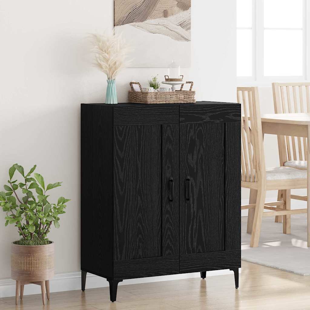 Dressoir Zwart Eiken 69,5 x 34 x 90 cm Bewerkt hout is nu te koop bij PeponiXL, paradijselijk wonen!