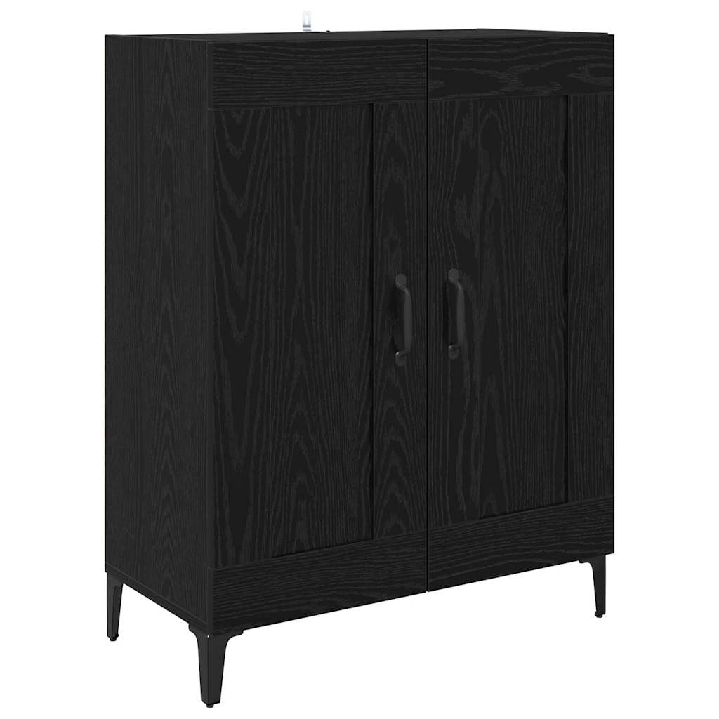 Dressoir Zwart Eiken 69,5 x 34 x 90 cm Bewerkt hout is nu te koop bij PeponiXL, paradijselijk wonen!