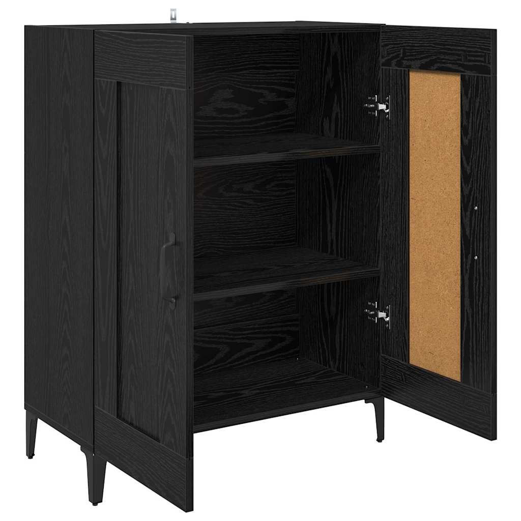 Dressoir Zwart Eiken 69,5 x 34 x 90 cm Bewerkt hout is nu te koop bij PeponiXL, paradijselijk wonen!