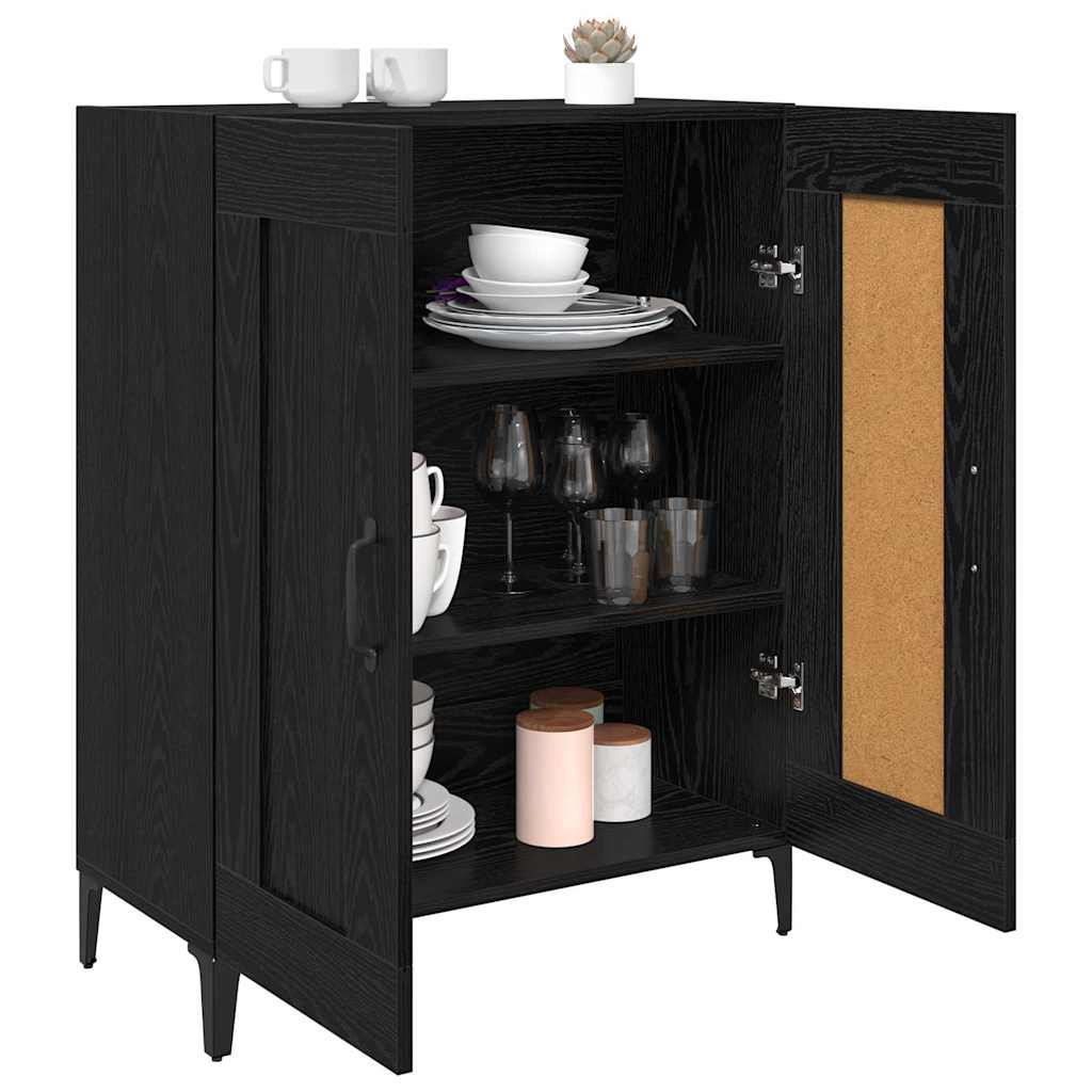 Dressoir Zwart Eiken 69,5 x 34 x 90 cm Bewerkt hout is nu te koop bij PeponiXL, paradijselijk wonen!