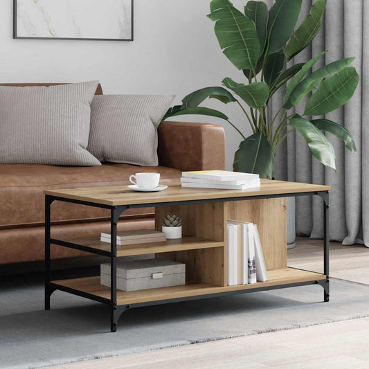 Salontafel Artisan Eiken 100 x 50 x 45 cm Bewerkt hout is nu te koop bij PeponiXL, paradijselijk wonen!