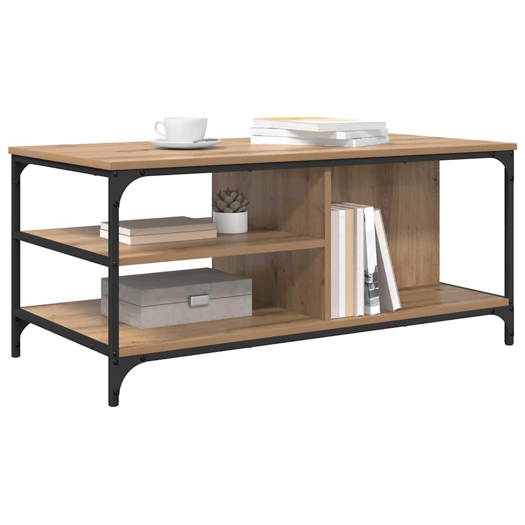 Salontafel Artisan Eiken 100 x 50 x 45 cm Bewerkt hout is nu te koop bij PeponiXL, paradijselijk wonen!