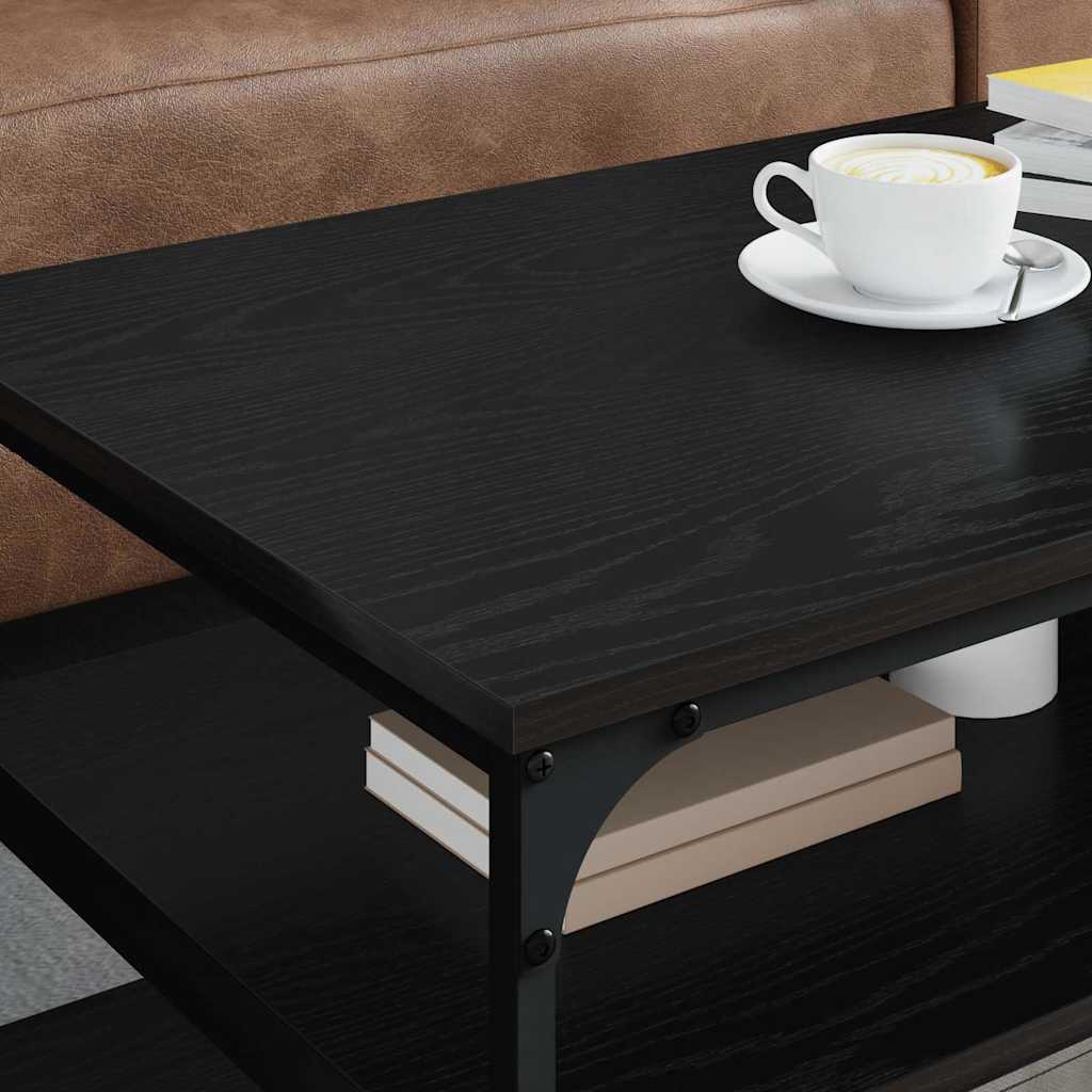 Salontafel Zwart Eiken 100 x 50 x 45 cm Bewerkt hout is nu te koop bij PeponiXL, paradijselijk wonen!