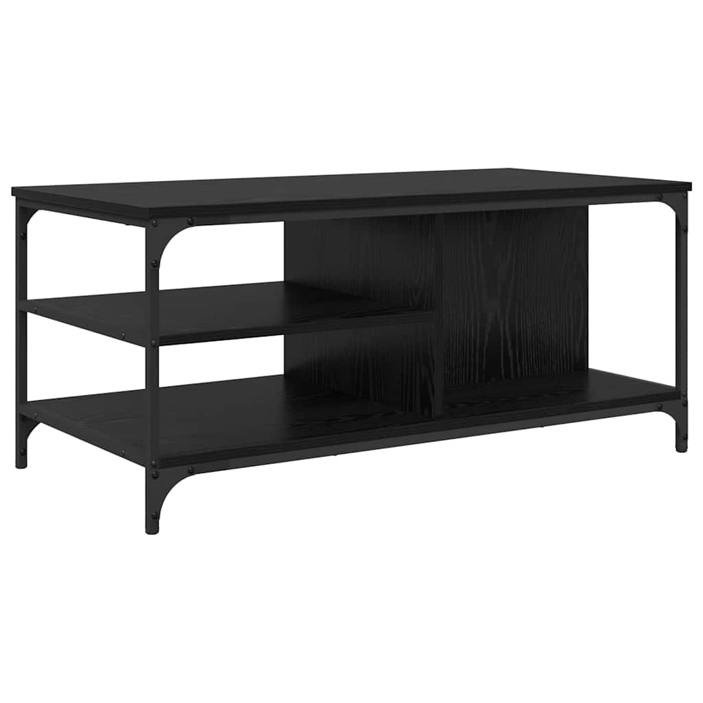 Salontafel Zwart Eiken 100 x 50 x 45 cm Bewerkt hout is nu te koop bij PeponiXL, paradijselijk wonen!