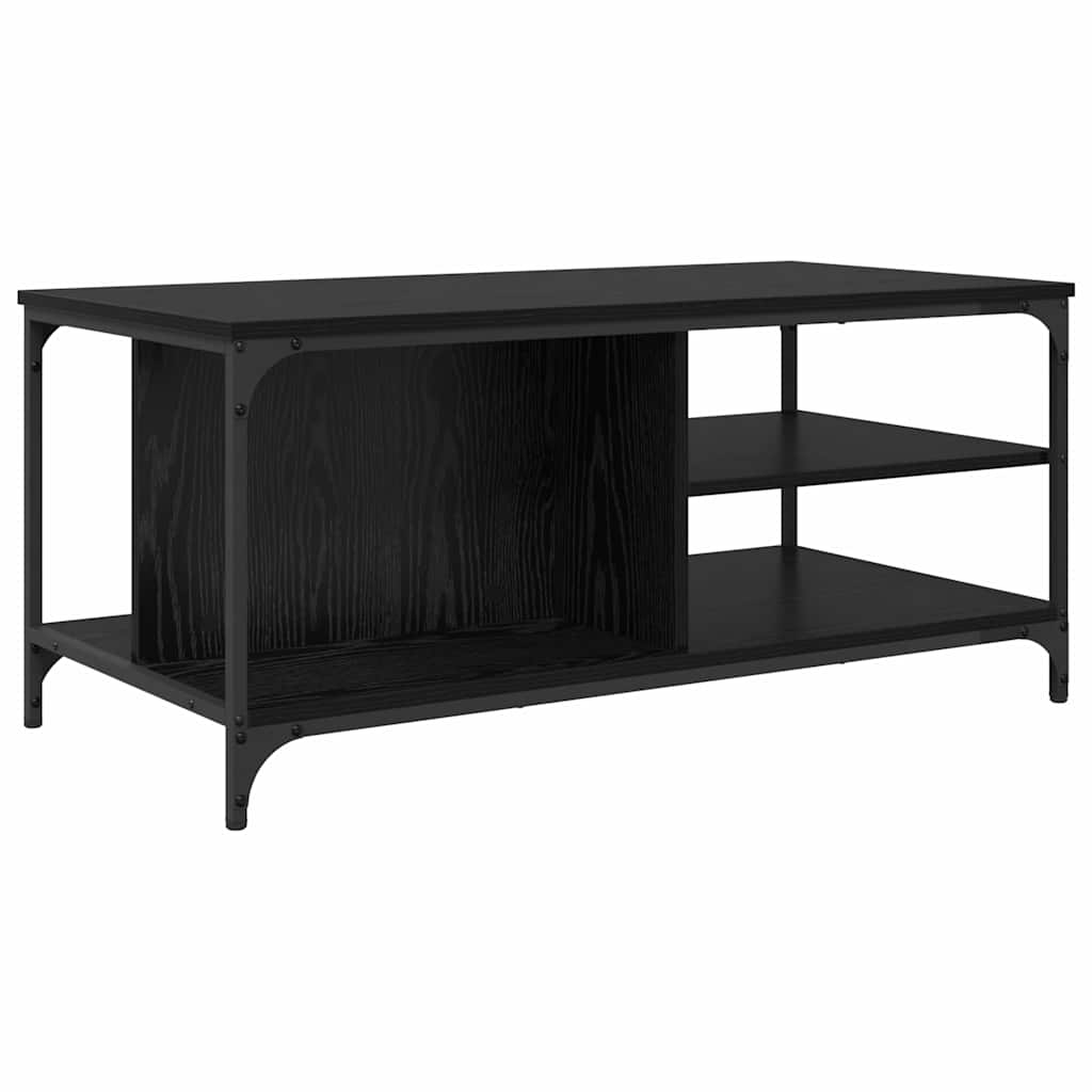 Salontafel Zwart Eiken 100 x 50 x 45 cm Bewerkt hout is nu te koop bij PeponiXL, paradijselijk wonen!