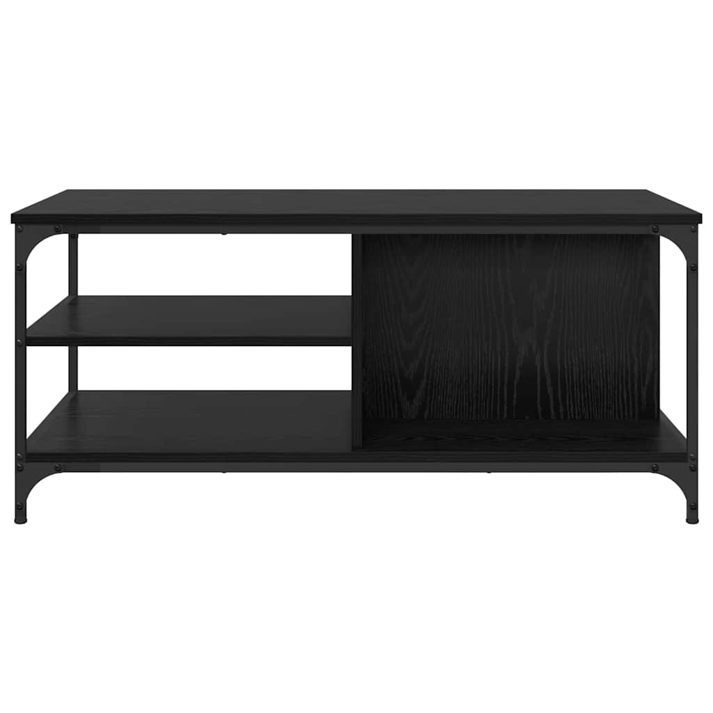 Salontafel Zwart Eiken 100 x 50 x 45 cm Bewerkt hout is nu te koop bij PeponiXL, paradijselijk wonen!