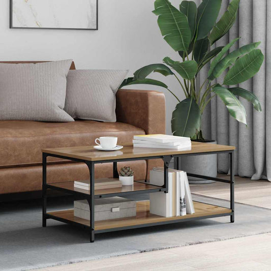 Salontafel Artisan Eiken 90 x 49 x 40 cm Bewerkt hout is nu te koop bij PeponiXL, paradijselijk wonen!