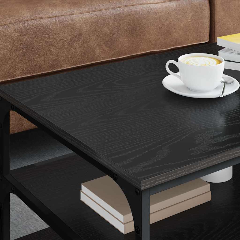 Salontafel Zwart Eiken 90 x 49 x 40 cm Bewerkt hout is nu te koop bij PeponiXL, paradijselijk wonen!