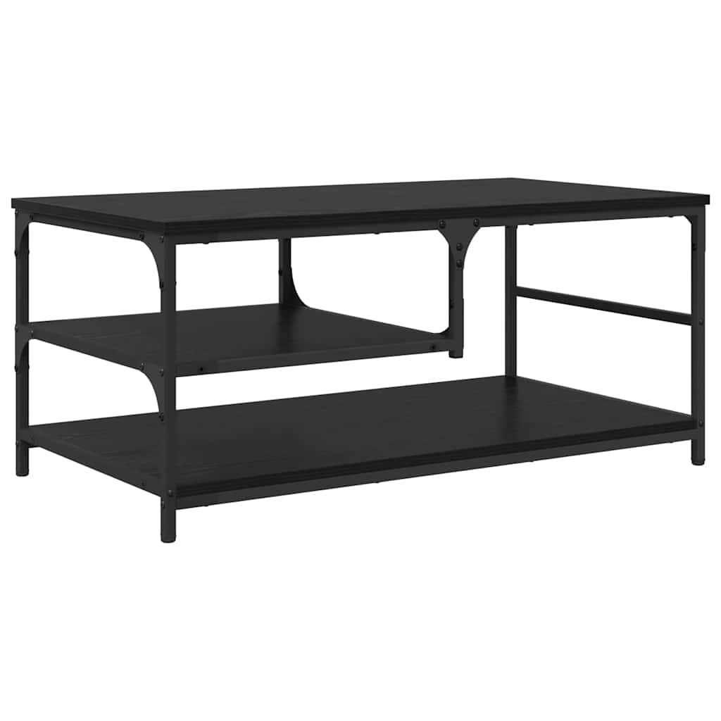 Salontafel Zwart Eiken 90 x 49 x 40 cm Bewerkt hout is nu te koop bij PeponiXL, paradijselijk wonen!
