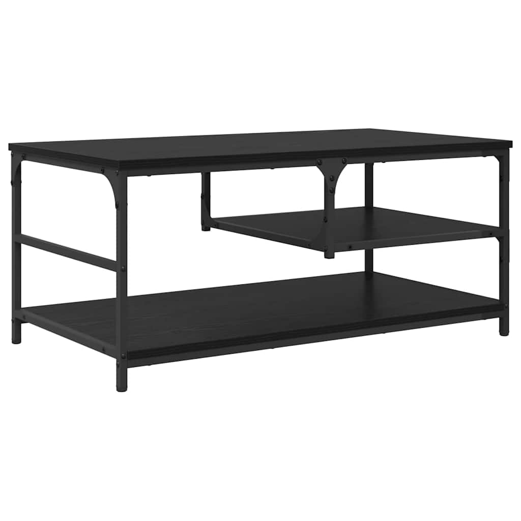 Salontafel Zwart Eiken 90 x 49 x 40 cm Bewerkt hout is nu te koop bij PeponiXL, paradijselijk wonen!