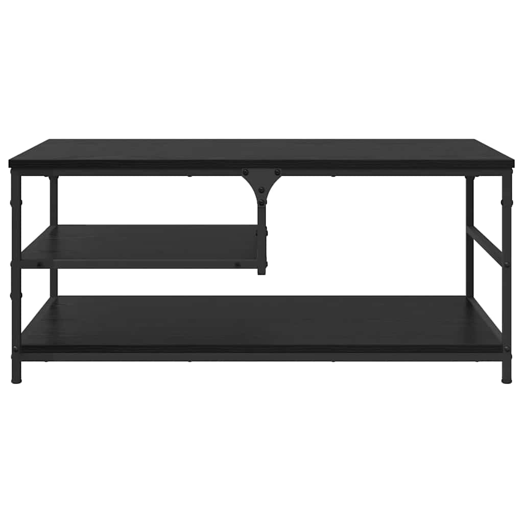 Salontafel Zwart Eiken 90 x 49 x 40 cm Bewerkt hout is nu te koop bij PeponiXL, paradijselijk wonen!