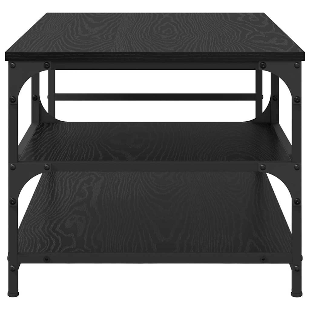 Salontafel Zwart Eiken 90 x 49 x 40 cm Bewerkt hout is nu te koop bij PeponiXL, paradijselijk wonen!