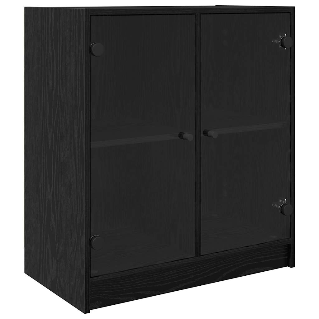 Bijzetkast Zwart Eiken 68 x 37 x 75,5 cm Bewerkt hout is nu te koop bij PeponiXL, paradijselijk wonen!