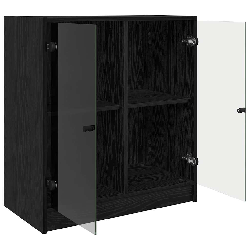 Bijzetkast Zwart Eiken 68 x 37 x 75,5 cm Bewerkt hout is nu te koop bij PeponiXL, paradijselijk wonen!