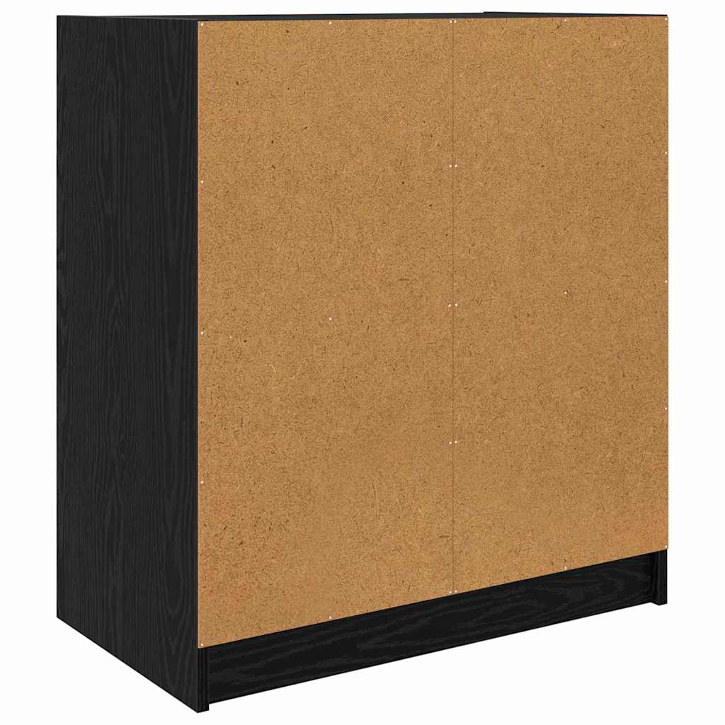 Bijzetkast Zwart Eiken 68 x 37 x 75,5 cm Bewerkt hout is nu te koop bij PeponiXL, paradijselijk wonen!