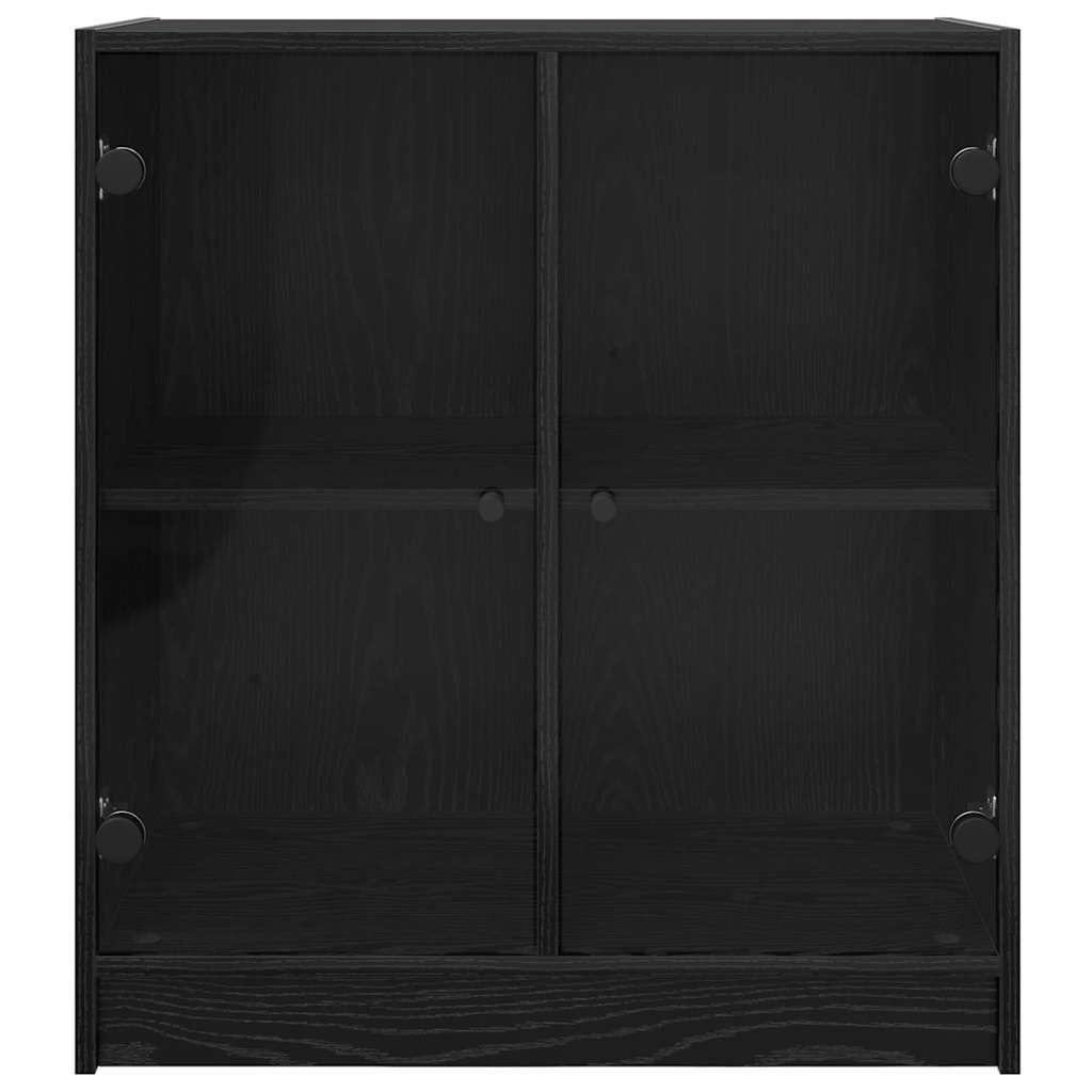 Bijzetkast Zwart Eiken 68 x 37 x 75,5 cm Bewerkt hout is nu te koop bij PeponiXL, paradijselijk wonen!