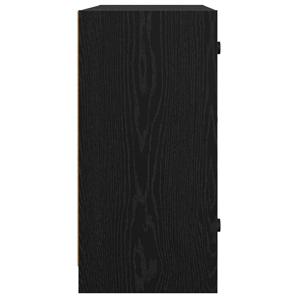 Bijzetkast Zwart Eiken 68 x 37 x 75,5 cm Bewerkt hout is nu te koop bij PeponiXL, paradijselijk wonen!