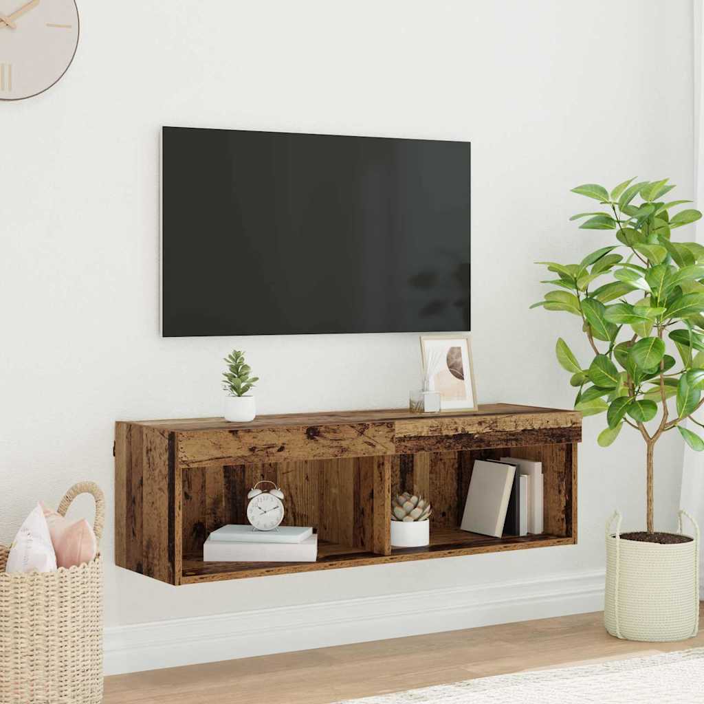 Tv-meubelset met LED Oud Hout 100 x 30 x 30 cm Bewerkt hout is nu te koop bij PeponiXL, paradijselijk wonen!