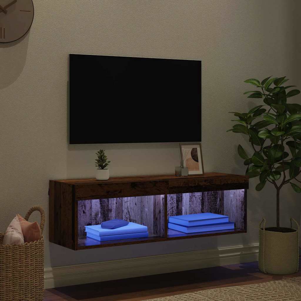 Tv-meubelset met LED Oud Hout 100 x 30 x 30 cm Bewerkt hout is nu te koop bij PeponiXL, paradijselijk wonen!