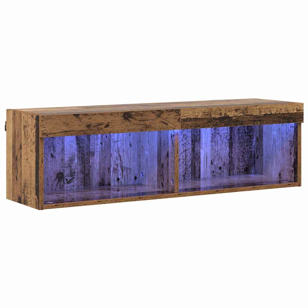 Tv-meubelset met LED Oud Hout 100 x 30 x 30 cm Bewerkt hout is nu te koop bij PeponiXL, paradijselijk wonen!