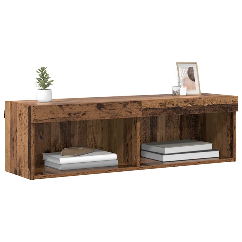 Tv-meubelset met LED Oud Hout 100 x 30 x 30 cm Bewerkt hout is nu te koop bij PeponiXL, paradijselijk wonen!