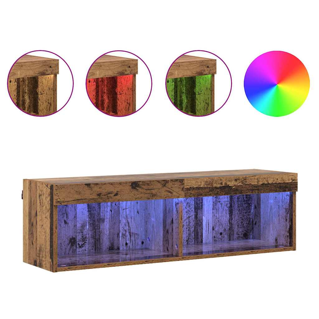 Tv-meubelset met LED Oud Hout 100 x 30 x 30 cm Bewerkt hout is nu te koop bij PeponiXL, paradijselijk wonen!