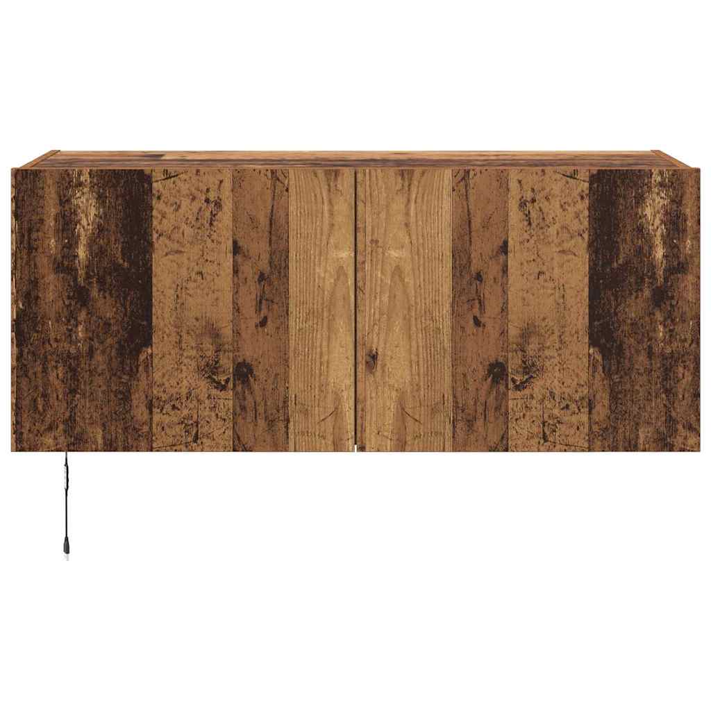TV Wandkast met LED Oud Hout 100 x 35 x 41 cm Bewerkt hout is nu te koop bij PeponiXL, paradijselijk wonen!