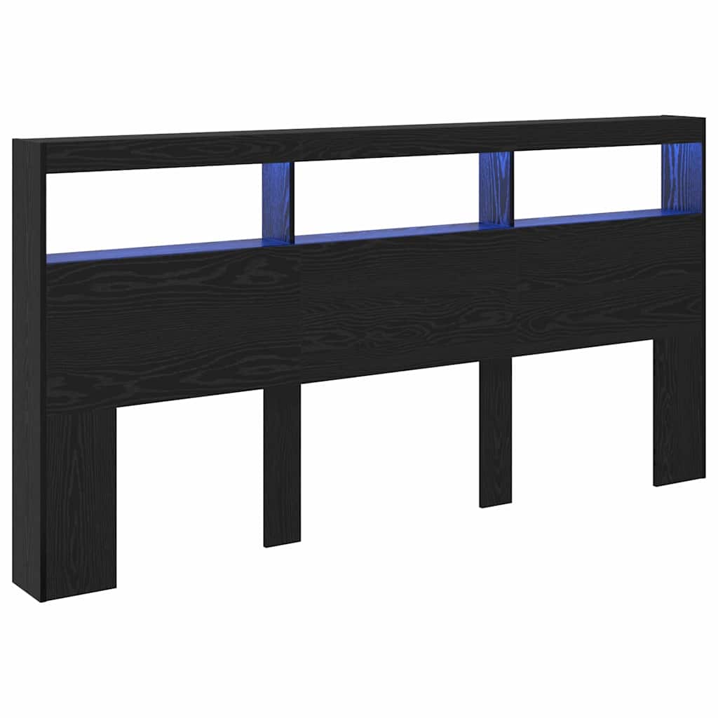 Hoofdbord met plank Zwart Eiken 200 x 17 x 102 cm Bewerkt hout is nu te koop bij PeponiXL, paradijselijk wonen!