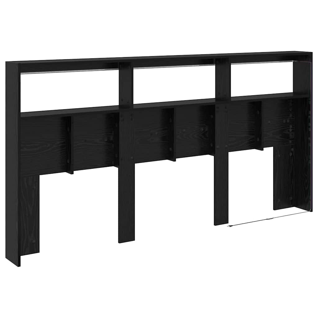 Hoofdbord met plank Zwart Eiken 200 x 17 x 102 cm Bewerkt hout is nu te koop bij PeponiXL, paradijselijk wonen!