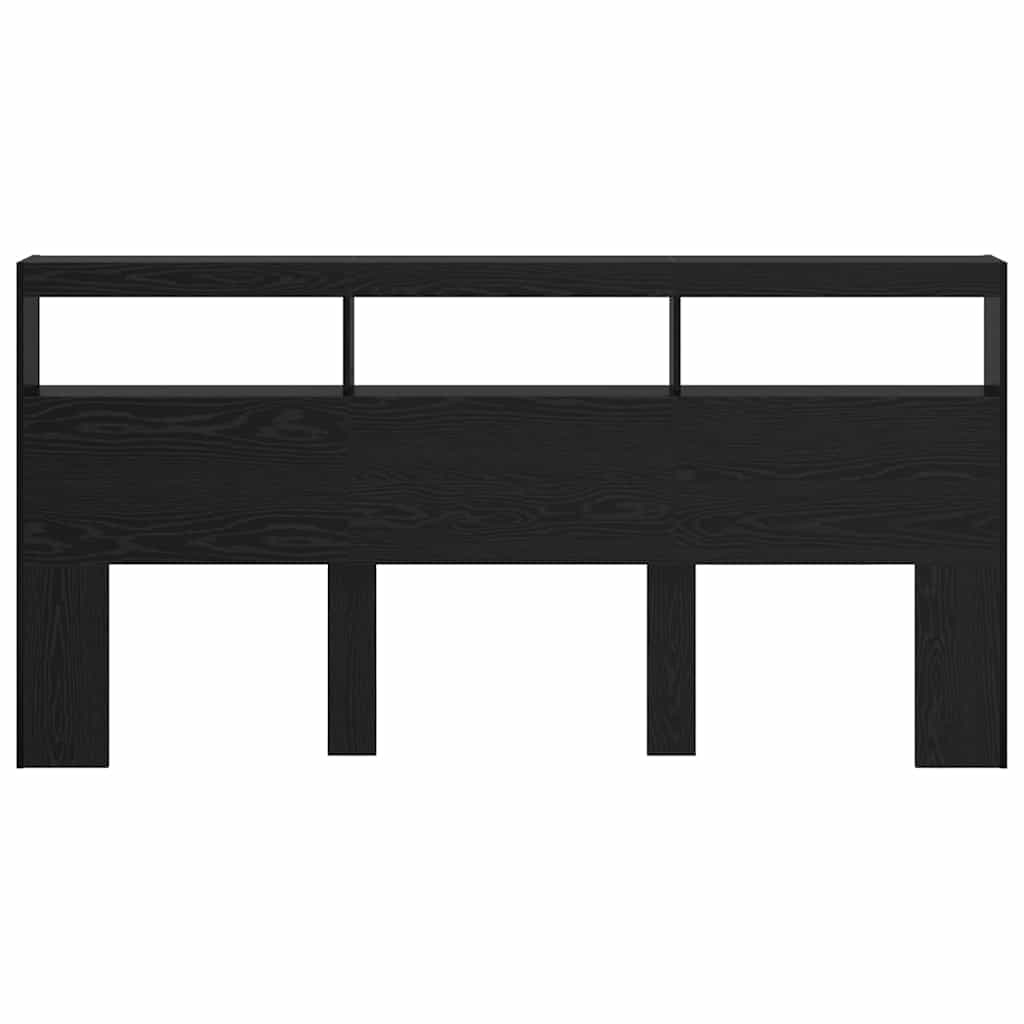 Hoofdbord met plank Zwart Eiken 200 x 17 x 102 cm Bewerkt hout is nu te koop bij PeponiXL, paradijselijk wonen!