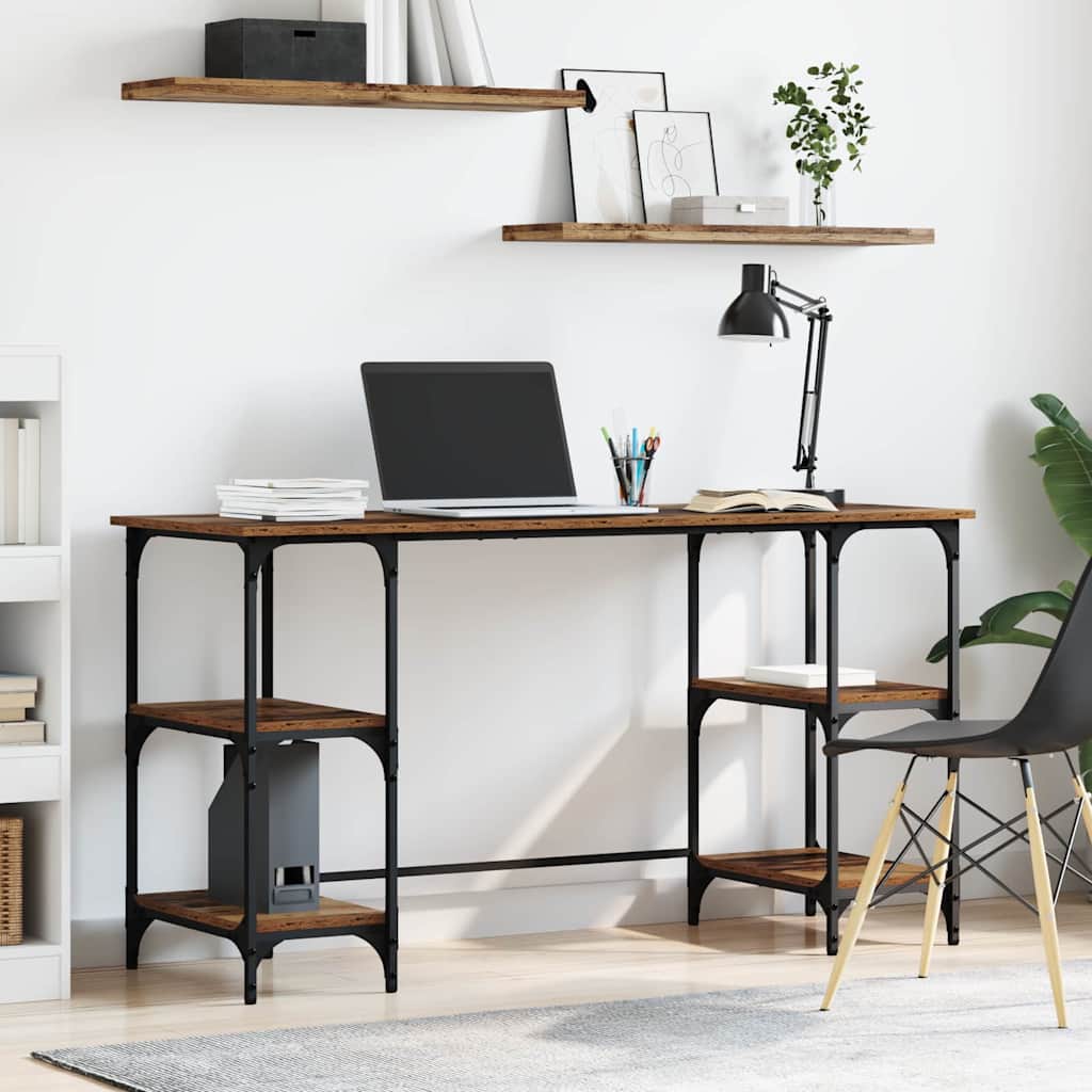 Bureau met plank Oud Hout 140 x 50 x 75 cm Bewerkt hout is nu te koop bij PeponiXL, paradijselijk wonen!