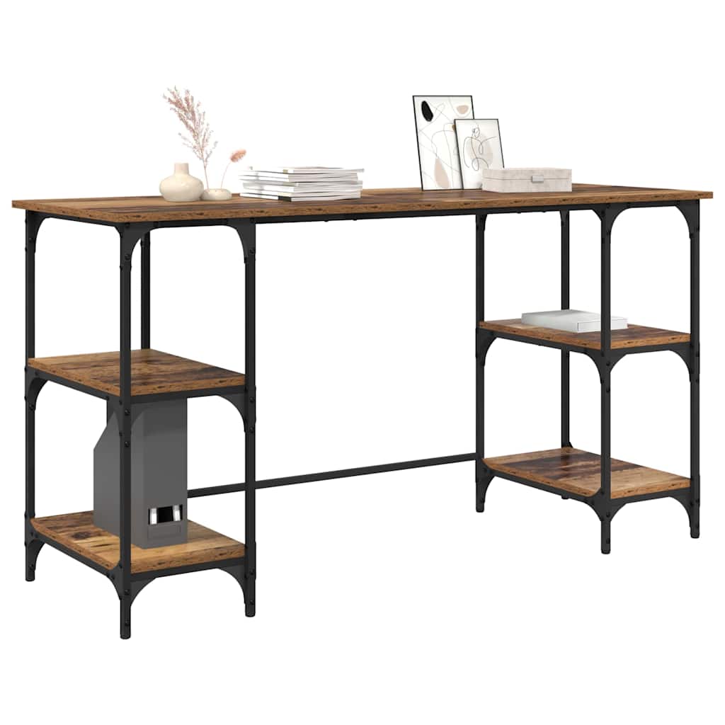 Bureau met plank Oud Hout 140 x 50 x 75 cm Bewerkt hout is nu te koop bij PeponiXL, paradijselijk wonen!