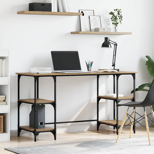 Bureau met plank Artisan Eiken 140 x 50 x 75 cm Bewerkt hout is nu te koop bij PeponiXL, paradijselijk wonen!