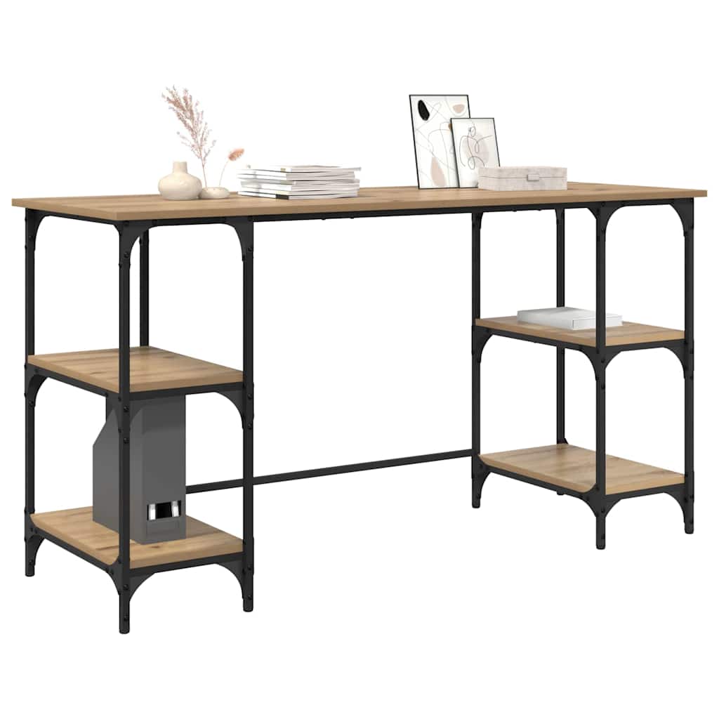 Bureau met plank Artisan Eiken 140 x 50 x 75 cm Bewerkt hout is nu te koop bij PeponiXL, paradijselijk wonen!