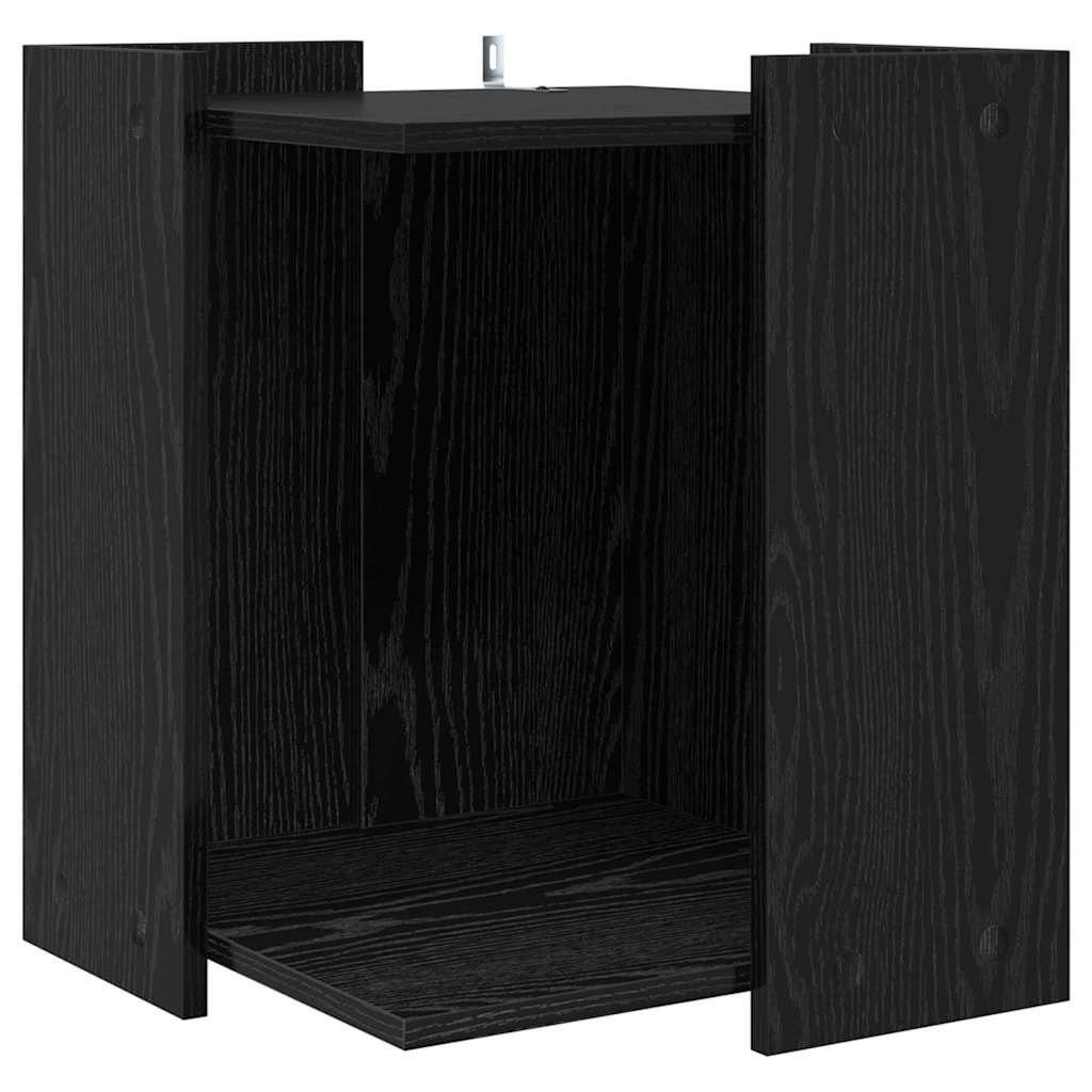 Kattenbak Omheining Zwart Eiken 42 x 42 x 51 cm Bewerkt hout is nu te koop bij PeponiXL, paradijselijk wonen!