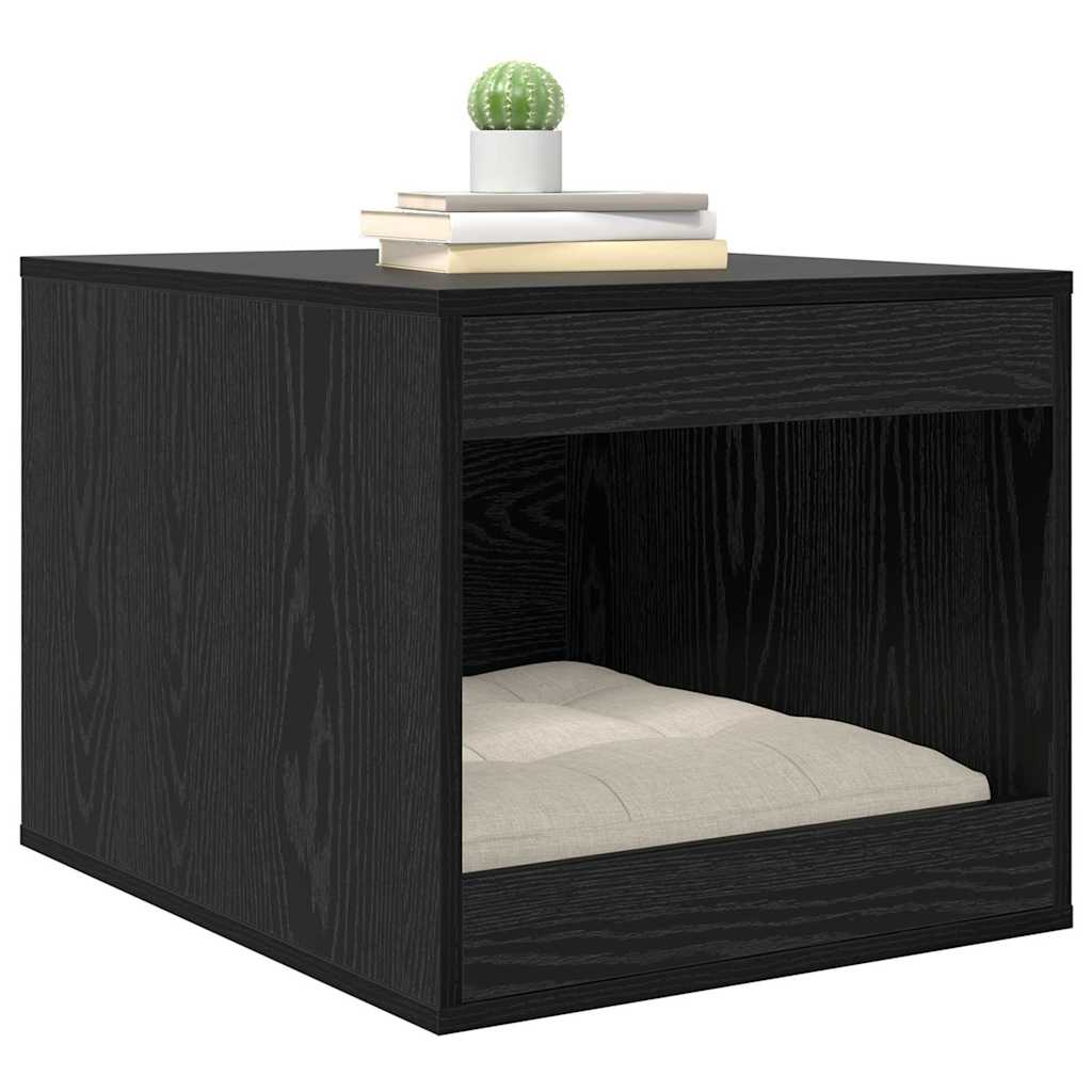 Kattenbak Omheining Zwart Eiken 47 x 59 x 42 cm Bewerkt hout is nu te koop bij PeponiXL, paradijselijk wonen!