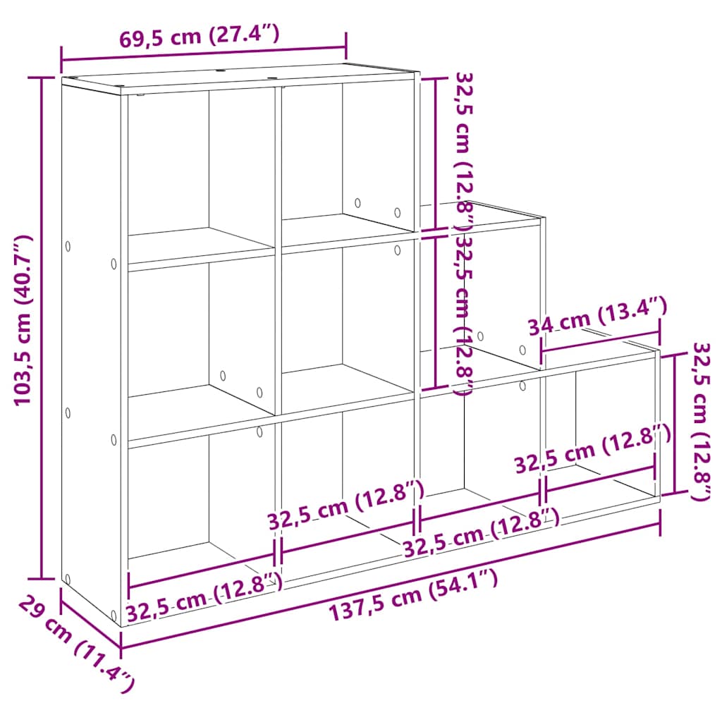 Kamerscherm Boekenkast Zwart Eiken 137,5 x 29 x 103,5 cm is nu te koop bij PeponiXL, paradijselijk wonen!