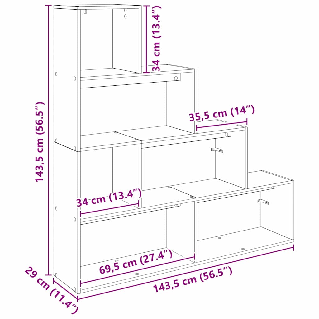 Kamerscherm Boekenkast Zwart Eiken 143,5 x 29 x 143,5 cm is nu te koop bij PeponiXL, paradijselijk wonen!