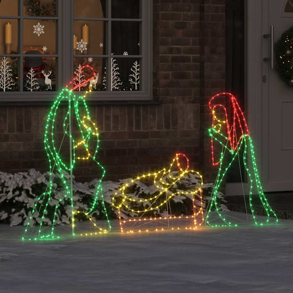 Verlichte Kerstscene met 550 LED Multikleur 112 x 71,5 cm PVC is nu te koop bij PeponiXL, paradijselijk wonen!
