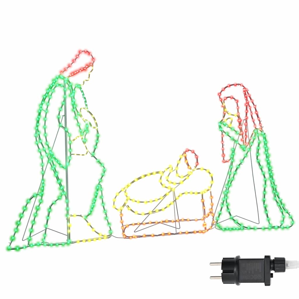 Verlichte Kerstscene met 550 LED Multikleur 112 x 71,5 cm PVC is nu te koop bij PeponiXL, paradijselijk wonen!