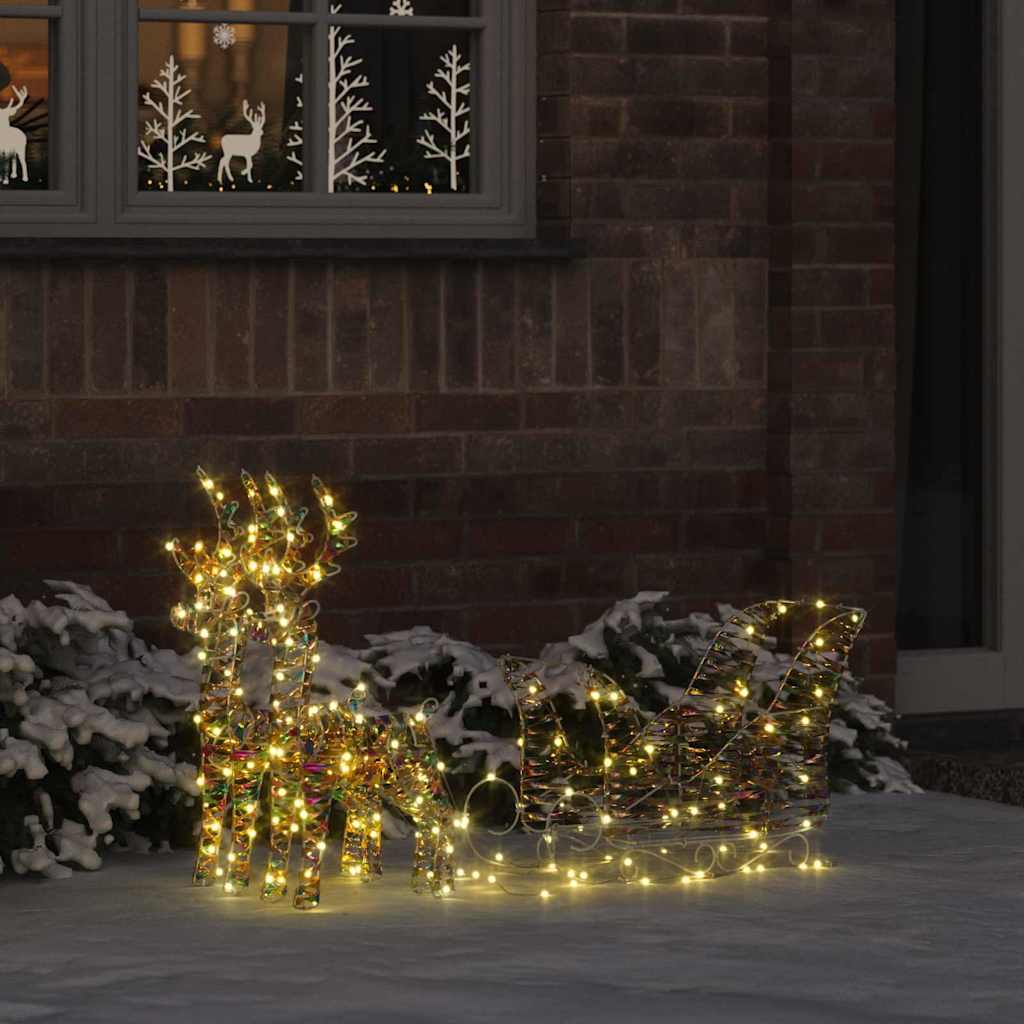Rendier trek slede met 160 LED Warmwit 30 x 12 x 54,5 cm PET is nu te koop bij PeponiXL, paradijselijk wonen!